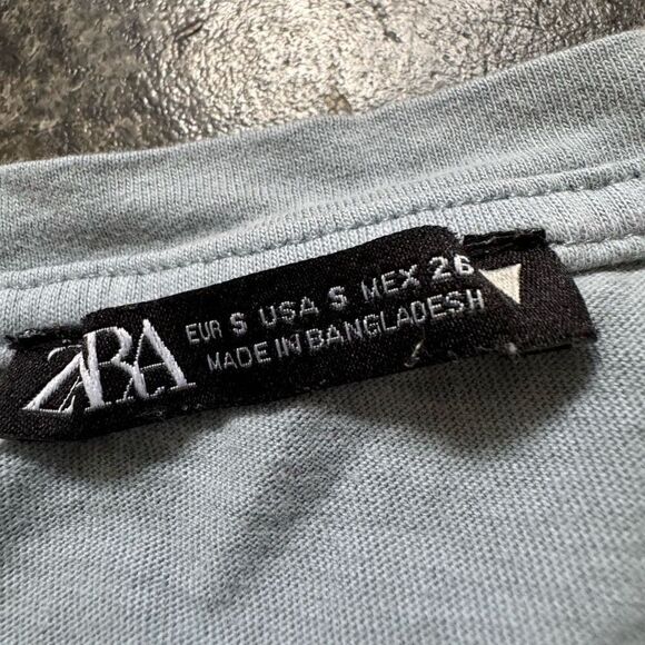 Zara Women’s Short Sleeve Blue T-Shirt Size Small Essential Basic Style - Picture 5 of 10